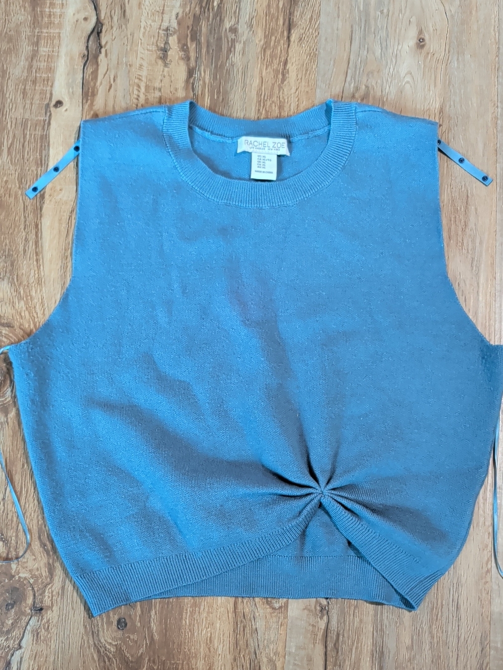 Rachel Zoe Teal Twist-Hem Sleeveless Knit Top